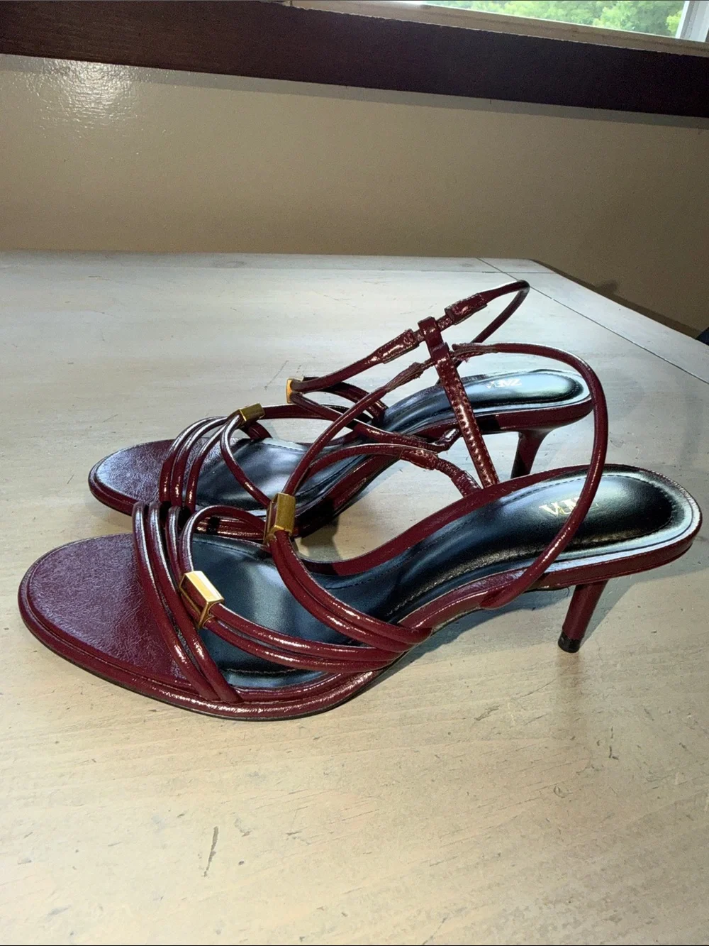 Zara Leather Strappy Heel Sandals Size 36